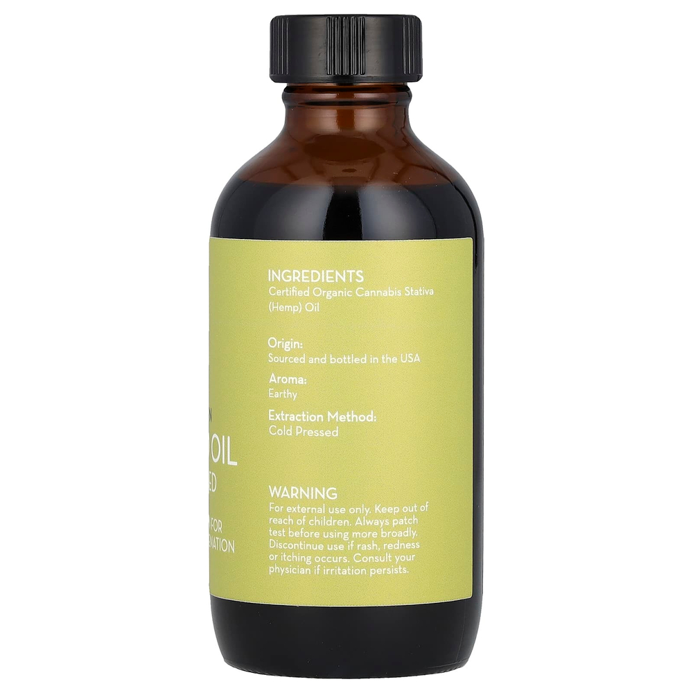 Pure Body Naturals, Органическое масло семян конопли первого отжима, 118 мл (4 жидк. унц.)