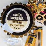 Свечи Золотые точки, Черный, Металлик, 0,5*6 см, 8 шт. с держат.