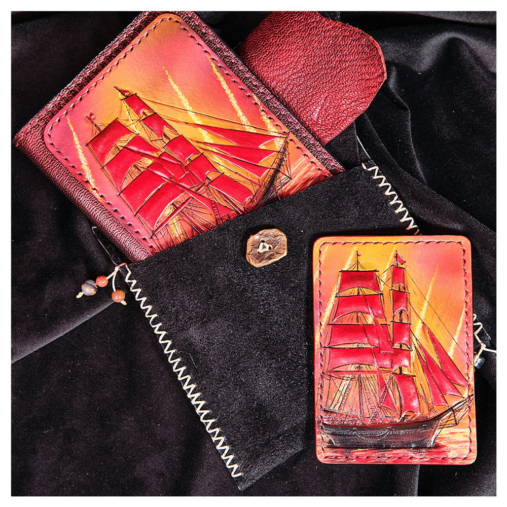 Чехол на паспорт «Городские мотивы» красный