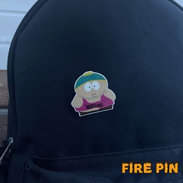Значок деревянный (брошь) Картман. Fire Pin