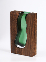 Ваза стекло настольная 24х14,5 см, коричнево-зелёный