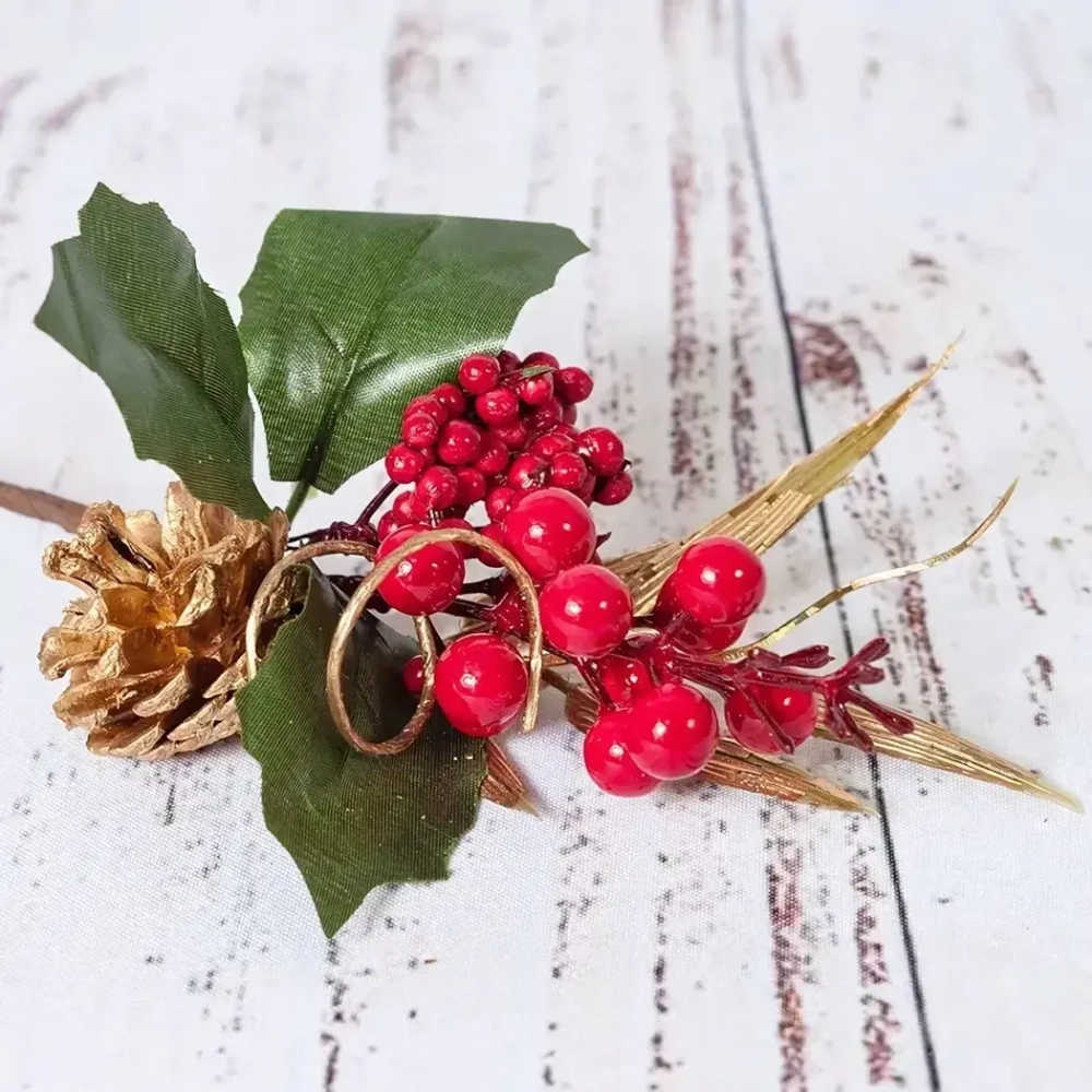 Ветка декоративная с ягодами L20cm