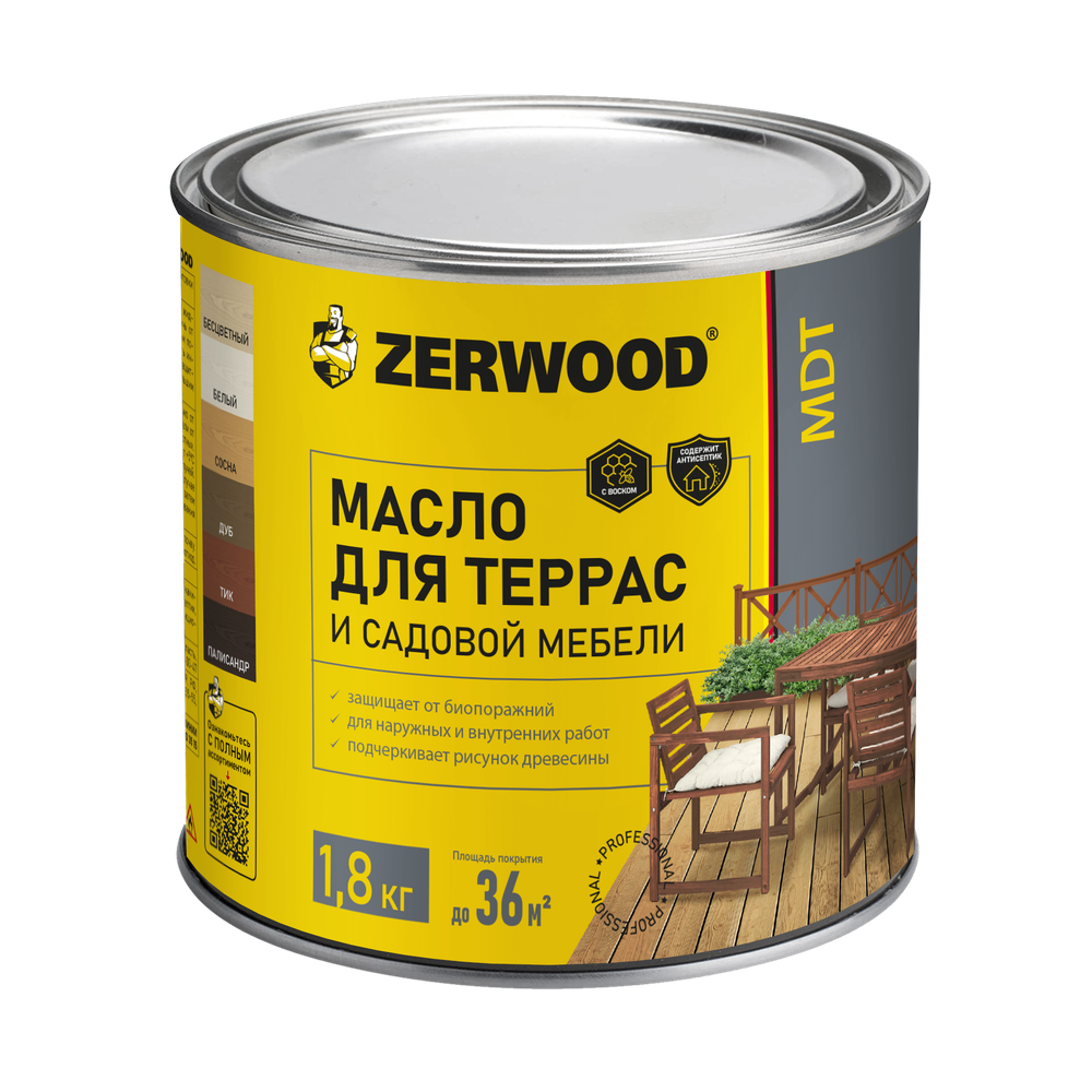 ZERWOOD MDT Масло для террас и садовой мебели Графит 1,8кг (ИжСинтез)