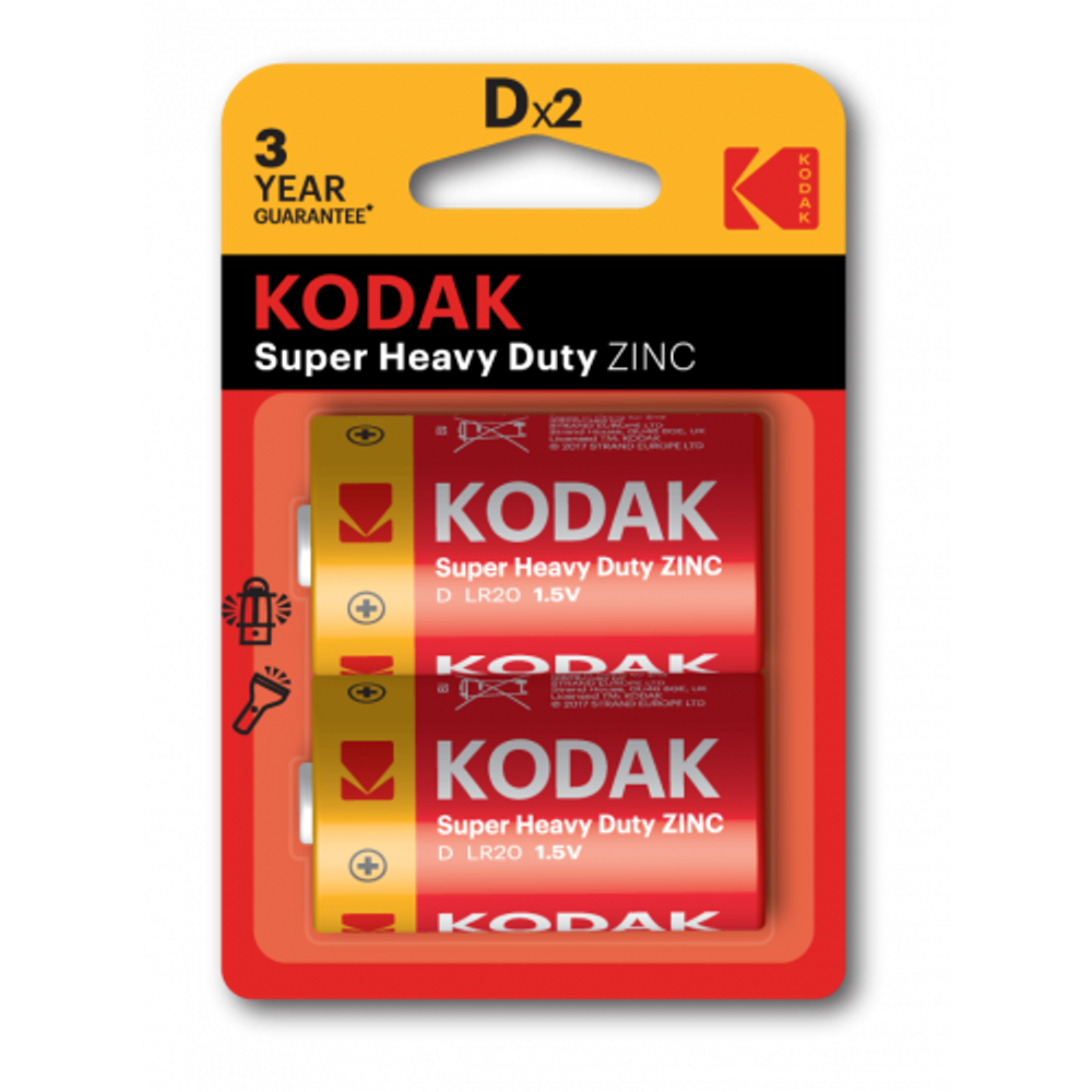 Батарейки Kodak R20-2BL SUPER HEAVY DUTY Zinc [KDHZ-2] | Батарейки Солевые