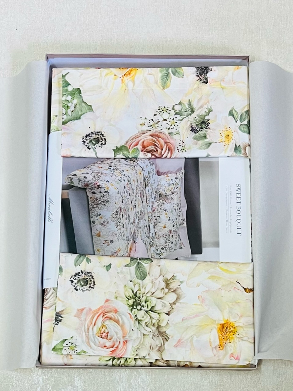 Постельное белье 2 спальное евро Mirabello Sweet Bouquet бежевое