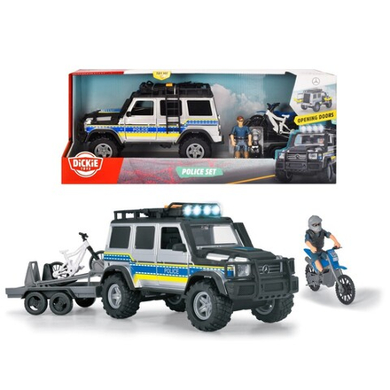 Dickie Playlife - Полицейский джип с прицепом, мотоцикл и велосипед + фигурка полицейского 3837023 / артикул   3837023  / GTIN 4006333078033