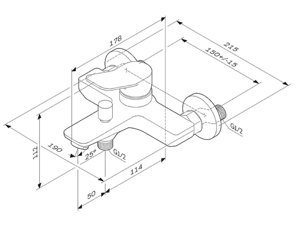 Смеситель для ванны AM.PM X-Joy F85A10022 Черный матовый