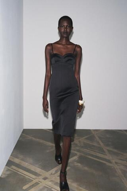 ZARA АТЛАСНОЕ ПЛАТЬЕ-ТРАНСФОРМЕР ZW COLLECTION, ЧЕРНЫЙ