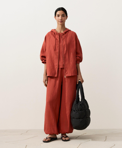 OYSHO Свободные брюки из 100% льна, красный