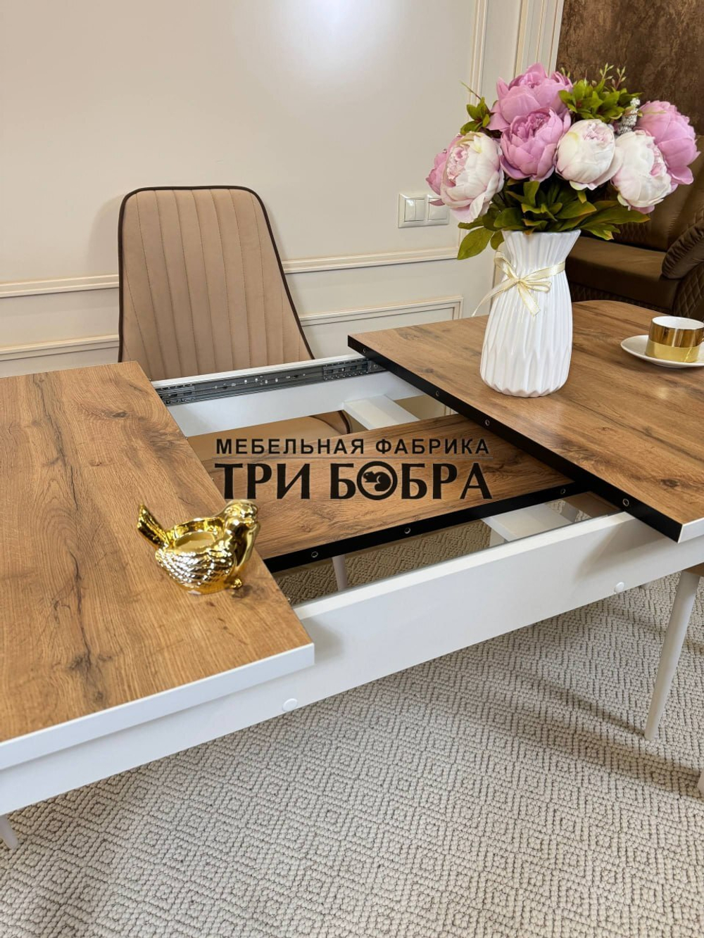 Большой кухонный стол "МАКСИ" дуб вотан и стулья "Сорренто" 4 шт