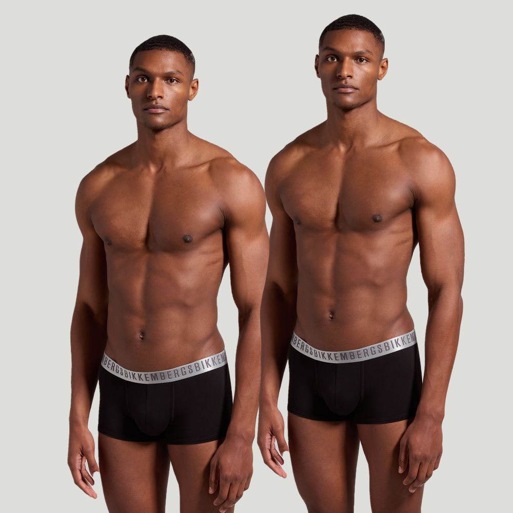 Мужские трусы боксеры черные набор 2в1 Bikkembergs SILVER BKK1UTR11BI