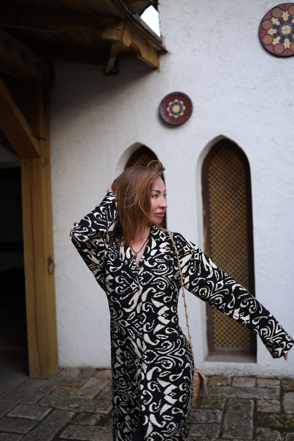 Рубашка "Черно-бежевый принт"