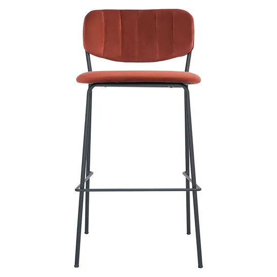 Барный стул Eirill, 71 см, кирпичный велюр с черными ножками