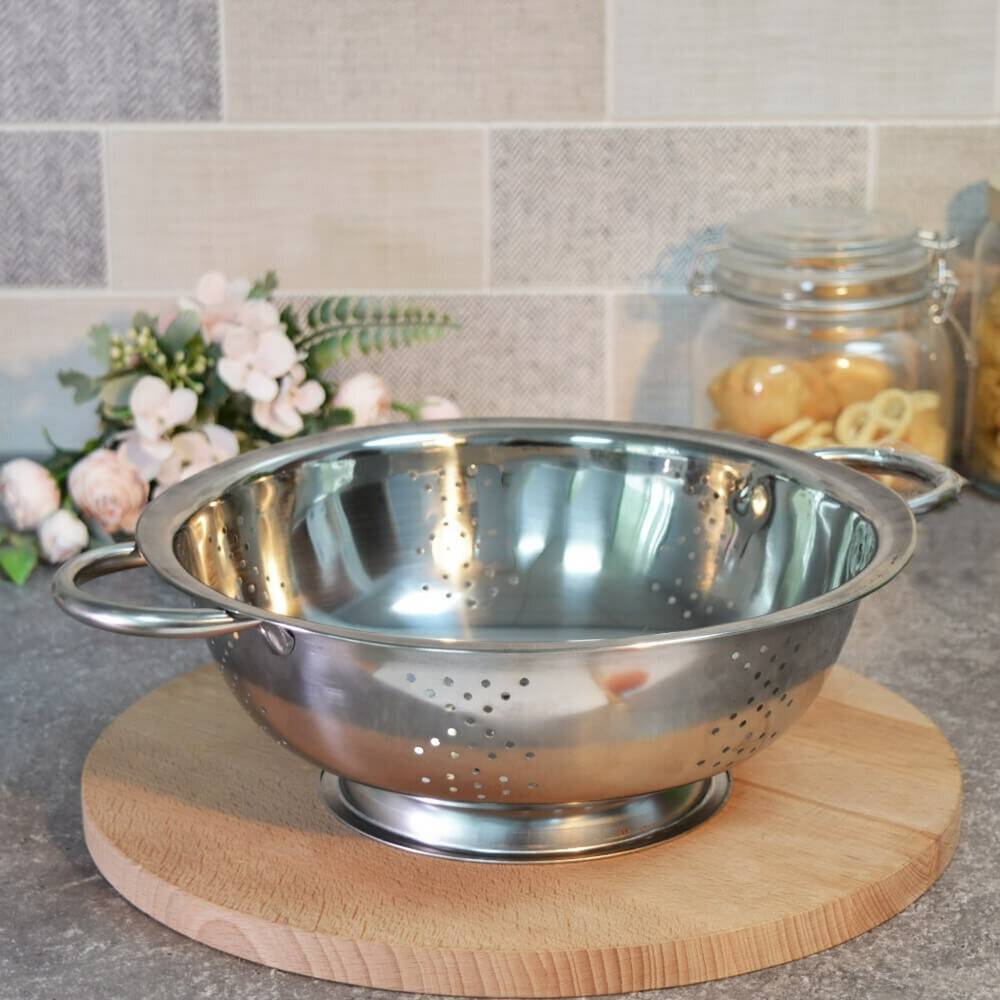 Дуршлаг 26см нерж с ручками на ножке