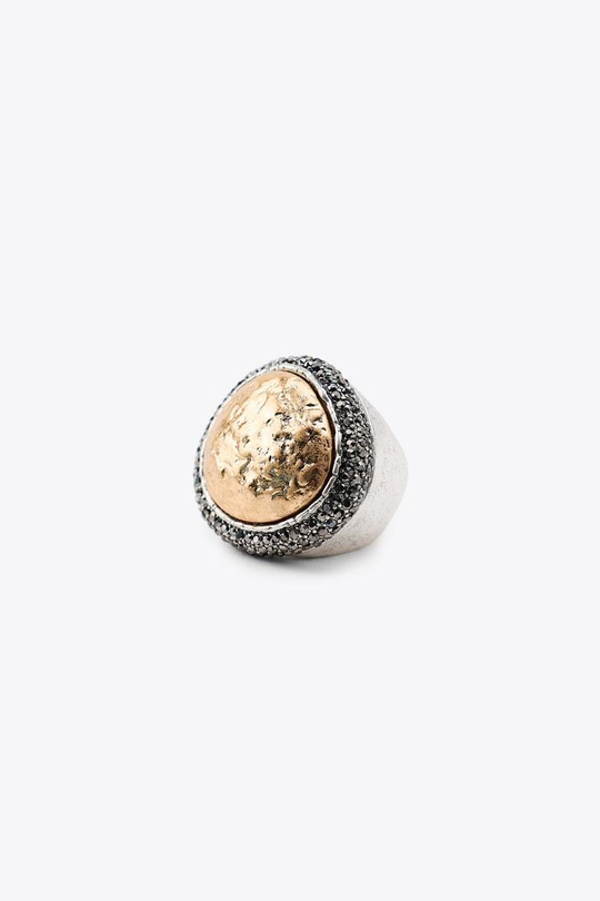 ZARA КРУПНОЕ КОЛЬЦО С ТЕКСТУРОЙ И БЛЕСТКАМИ, ЗОЛОТОЙ/СЕРЕБРЯНЫЙ