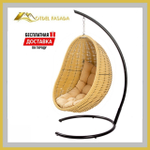 Кресло-кокон подвесной напольный Бежевый с Светло-бежевой подушкой (Комплект)