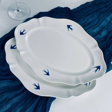 Lenardi 164-151 Набор из 2 овальных блюд 35,5см ЛАСТОЧКИ в под.уп.(х10)Фарфор