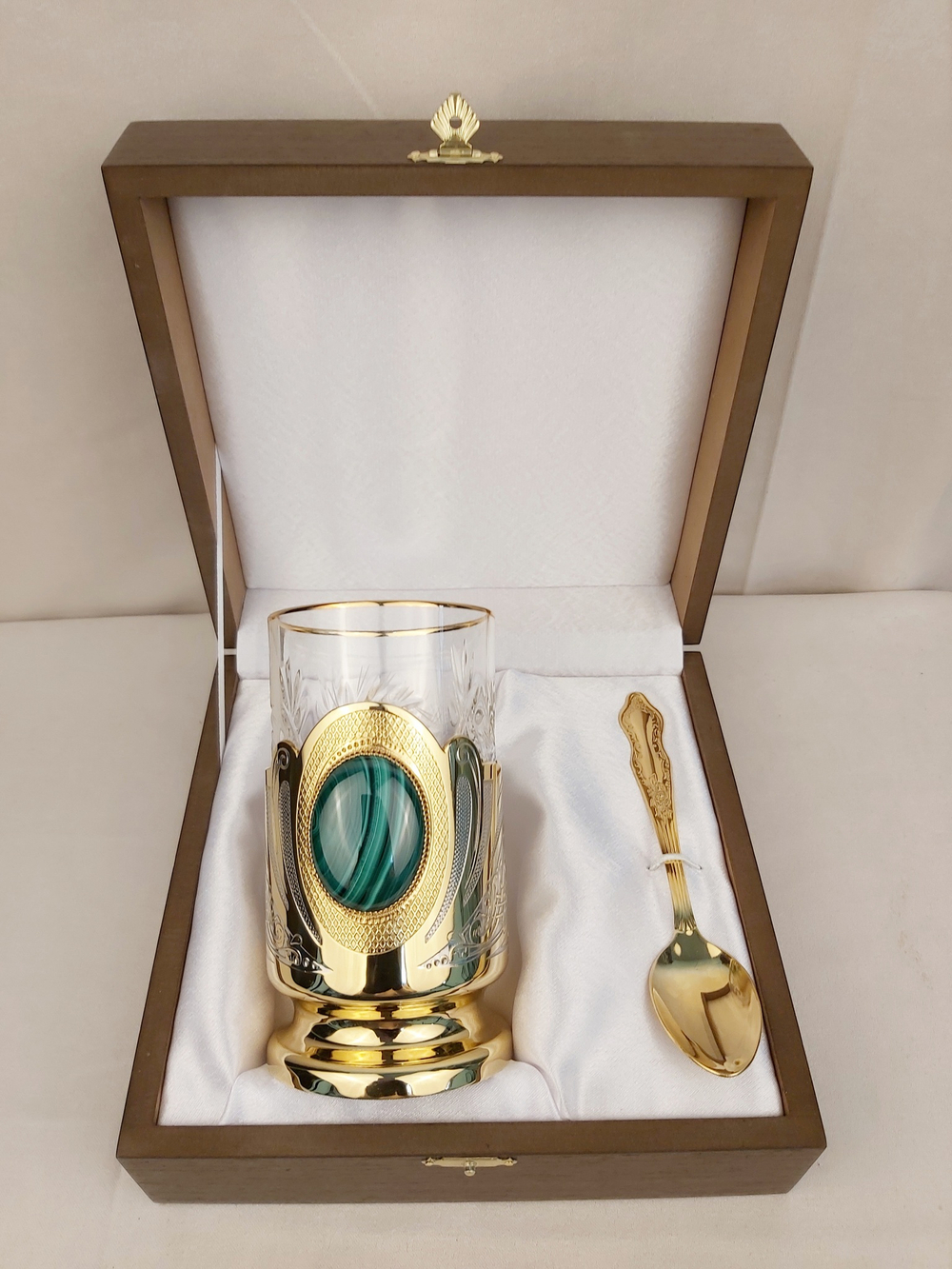 Чайный набор с ложечкой "Малахит" №4