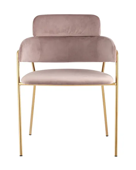 Стул Polin, розовый велюр с золотыми ножками