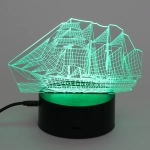 Светильник ночник «3D-Корабль» на пластиковой подставке, с включателем USB