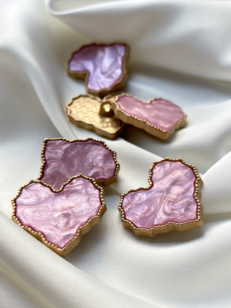Пуговицы в форме сердца с розовым перламутром