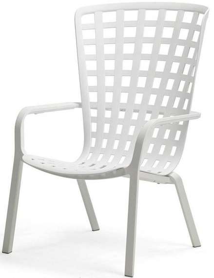 Уличное кресло Folio белое с зеленой подушкой