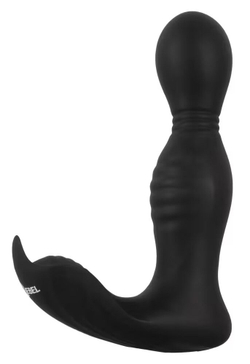 Черная анальная пробка с вибрацией, вращением и пультом ДУ RC Butt Plug with 2 Functions