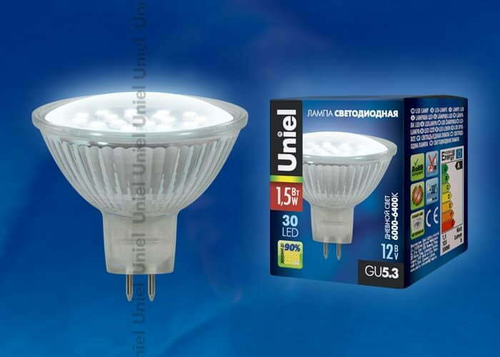 LED-JCDR-SMD-1,5W/WW/GU5.3 110 lm Светодиодная лампа. Картонная упаковка.