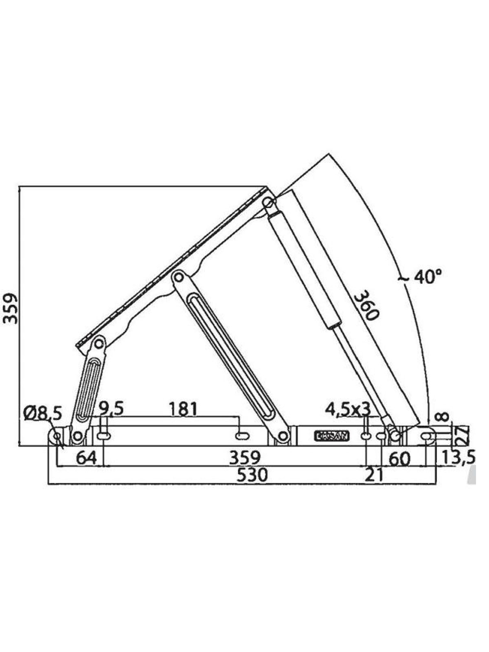 Механизм подъема кровати EKSAN с обратной планкой под газлифты, 1 комплект