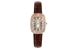 KANGOL Quartz Movement Genuine Leather Strap Watch Women"s Watch Gold Dial