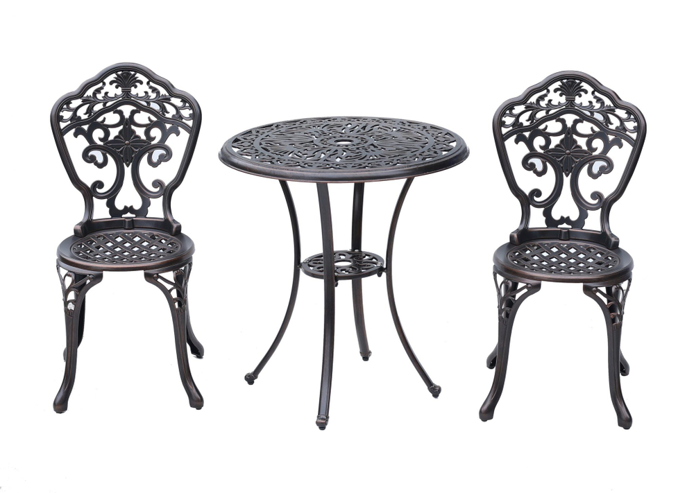 Кофейный набор из литого алюминия стол Макао D68 + 2 стула Нью Йорк