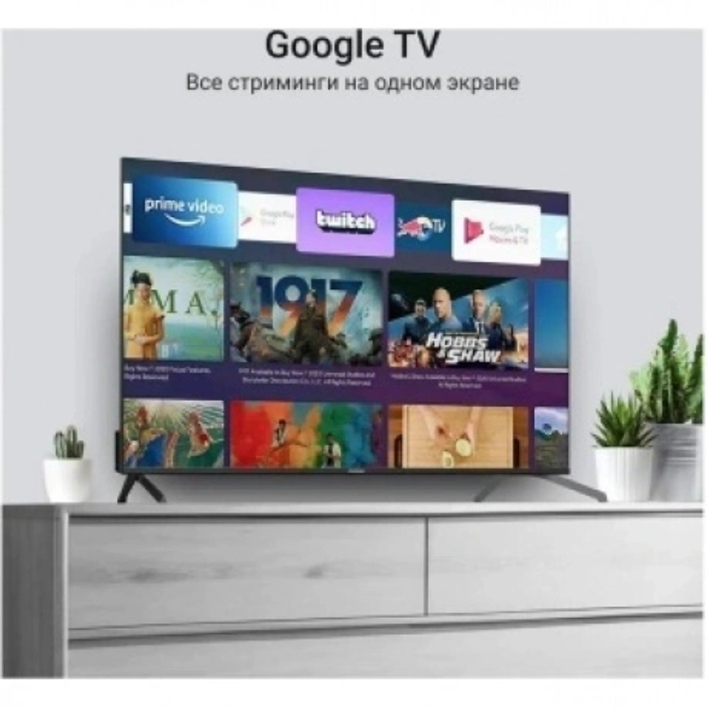 Телевизор QLED Digma 55" DM-LED55UQB31 Google TV Frameless Metal черный/черный 4K Ultra HD 60Hz MEMC DVB-T DVB-T2 DVB-C DVB-S DVB-S2 USB WiFi Smart TV
