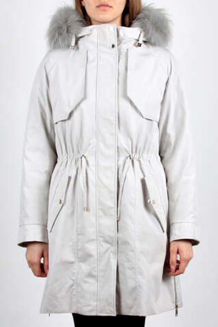 Парка DIEGO M 825 белая серым, капюшон