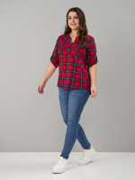 Блузка БЛ-131/красносиняя-клетка
