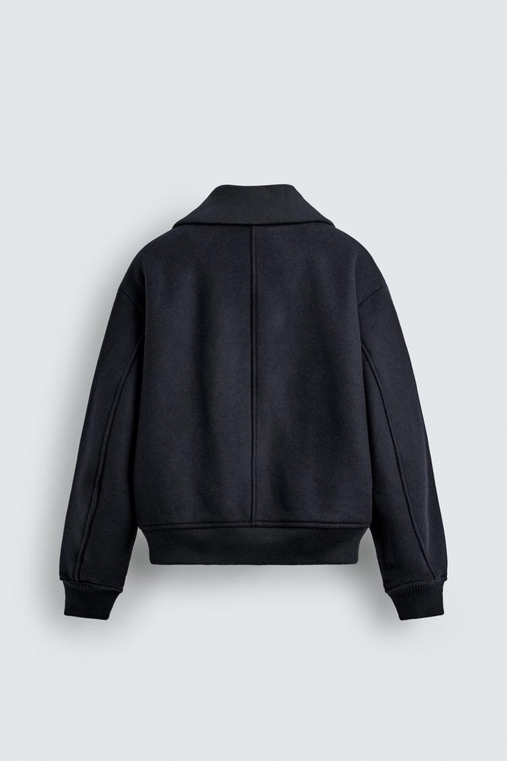 ZARA СТЕГАНАЯ КУРТКА С ВОРОТНИКОМ В РУБЧИК, МОРСКОЙ СИНИЙ