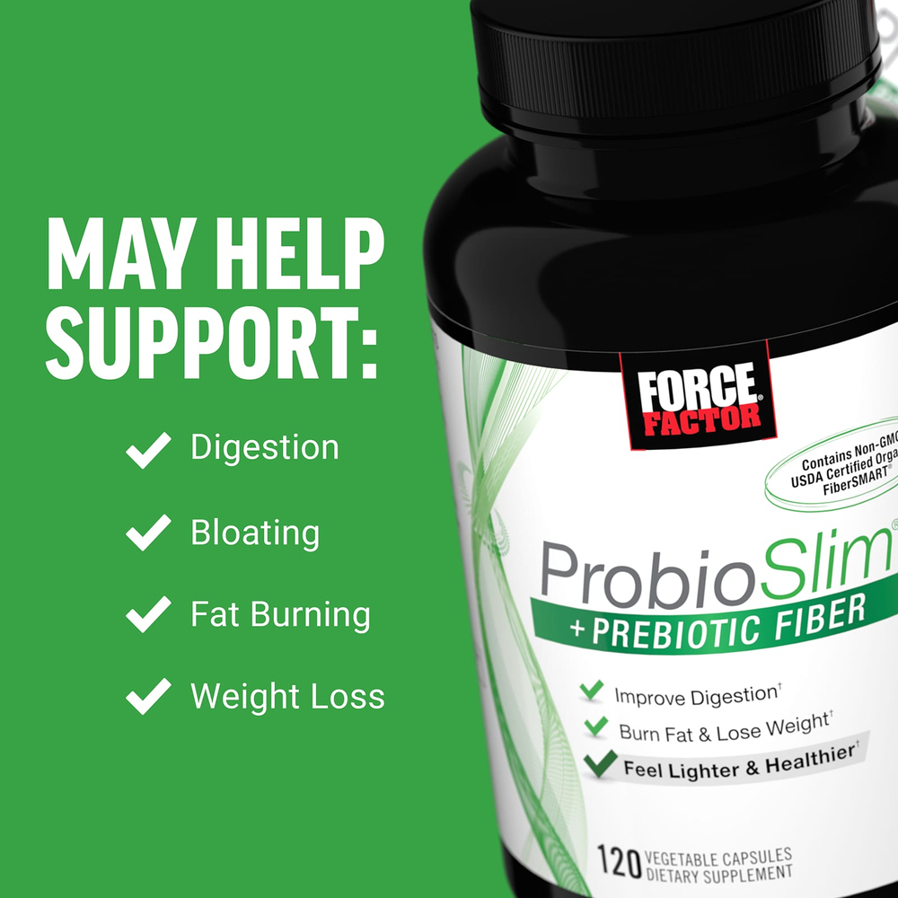 Force Factor, ProbioSlim®, с пребиотической клетчаткой, 120 вегетарианских капсул