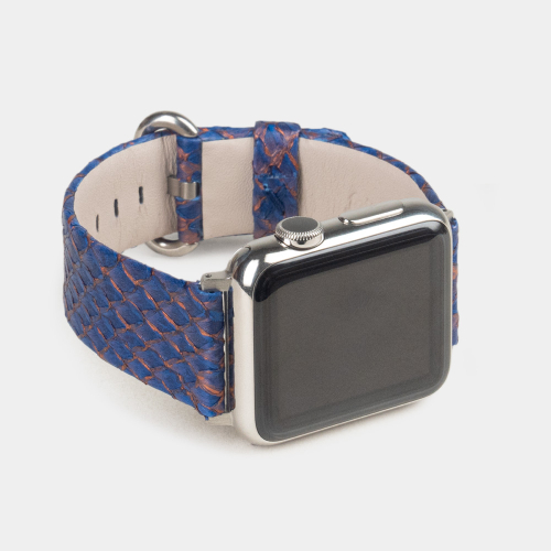 Ремешок для Apple Watch 40/41/42 mm из кожи лосося, цвета сине-оранжевый градиент
