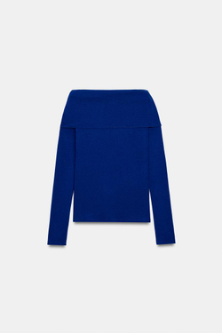 ZARA ТОП ИЗ МЯГКОЙ ТКАНИ С ПРЯЖКОЙ, ЯРКО-СИНИЙ