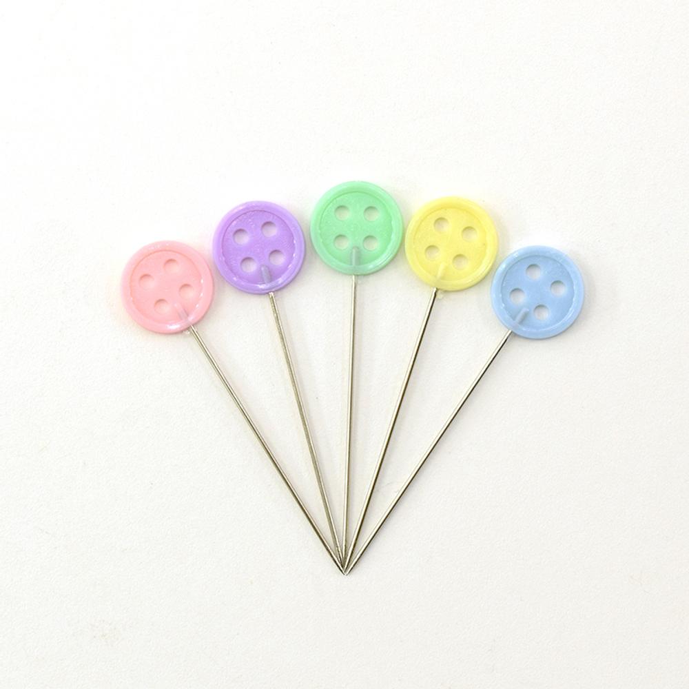 Булавки портновские с головками-пуговичками 46 мм 50 шт разноцветные Hemline 720