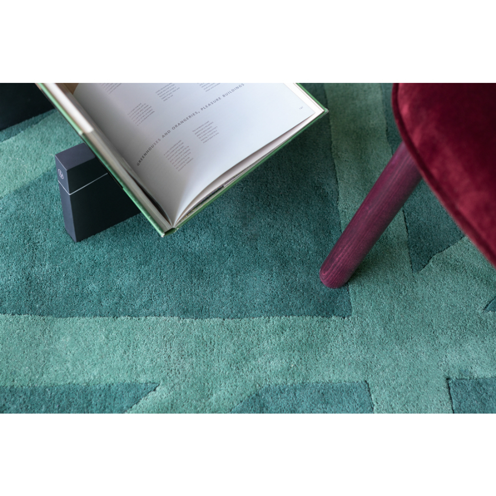 Ковер шерстяной ручной работы geometric dance зеленого цвета, 200х280 см