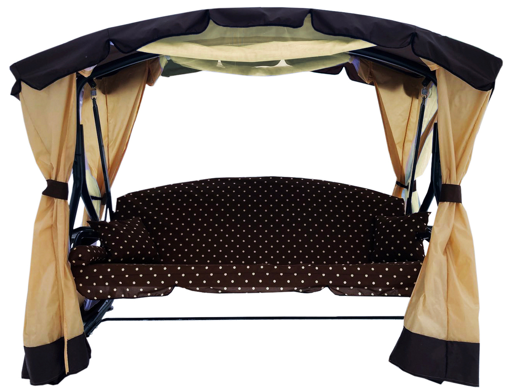 Качели садовые Garden Story 4-х местные Сахара(каркас коричневый, м/э коричневый рис.горошек)2 уп.