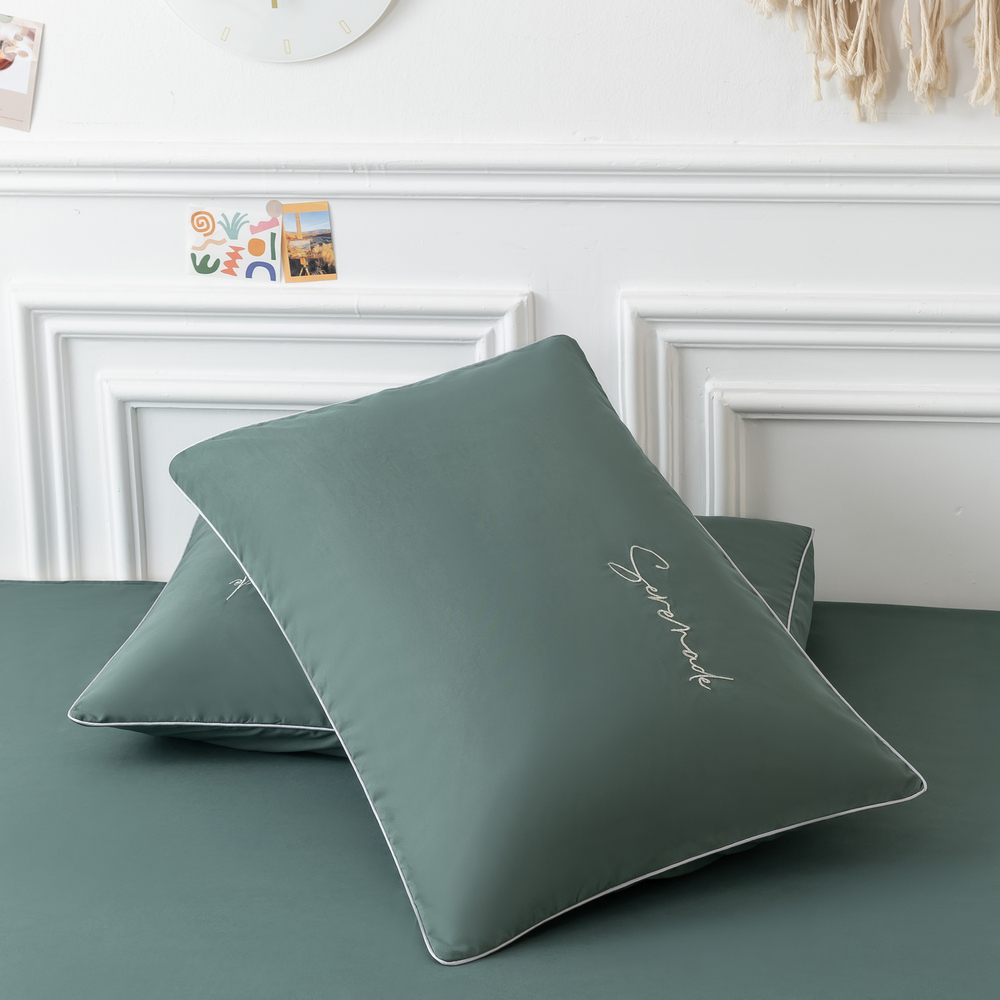 Комплект постельного белья Однотонный Сатин Вышивка CH046