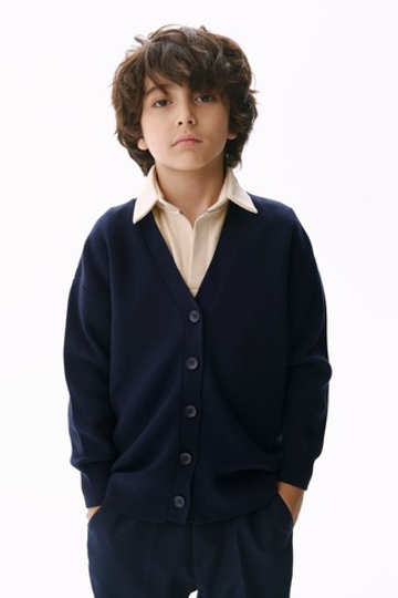 Кардиган с прямым краем (темно-синий)