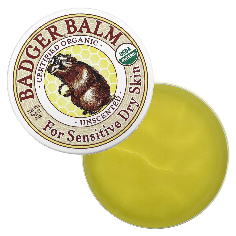 Badger, Бальзам Badger, для сухой и чувствительной кожи, без запаха, 2 унции (56 г)