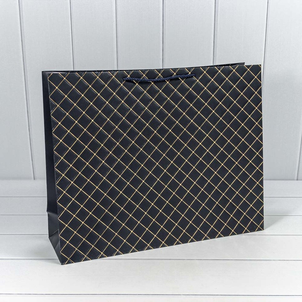 Пакет подарочный 50х40х15см Фигуры и узоры "Ромб" (Синий)