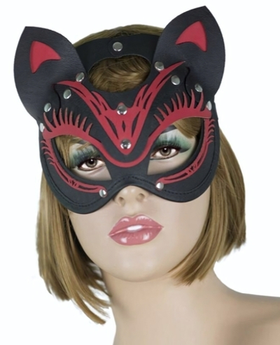 Маска кошки с маленькими ушками (Цвет: черный с красным)