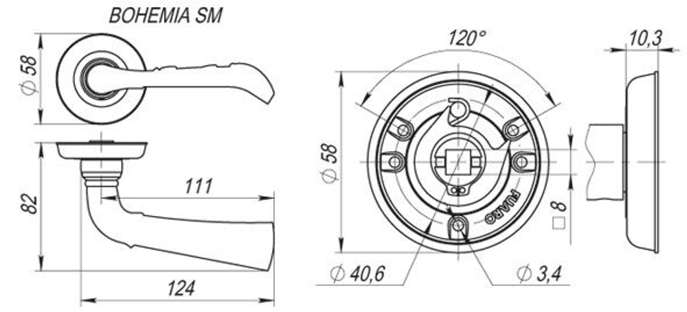 Ручка раздельная R.SM58.BOHEMIA (BOHEMIA SM) MAB-6 темная бронза