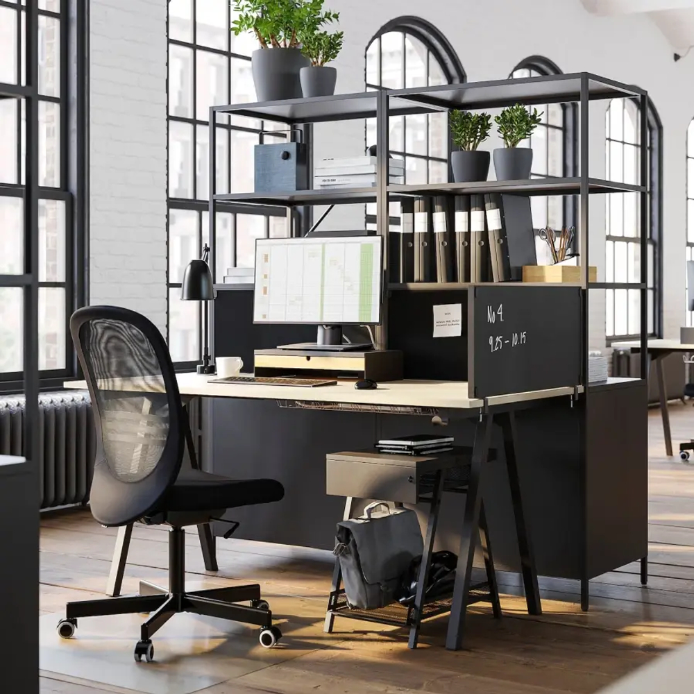 Письменный стол - IKEA TROTTEN, 160х80 см, бежевый/черный, ТРОТТЕН ИКЕА