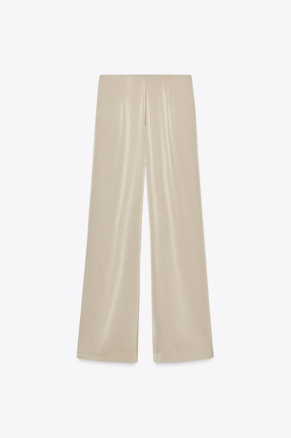 ZARA АТЛАСНЫЕ БРЮКИ С ВЫСОКОЙ ПОСАДКОЙ, БЕЖЕВЫЙ/ЗЕЛЕНЫЙ