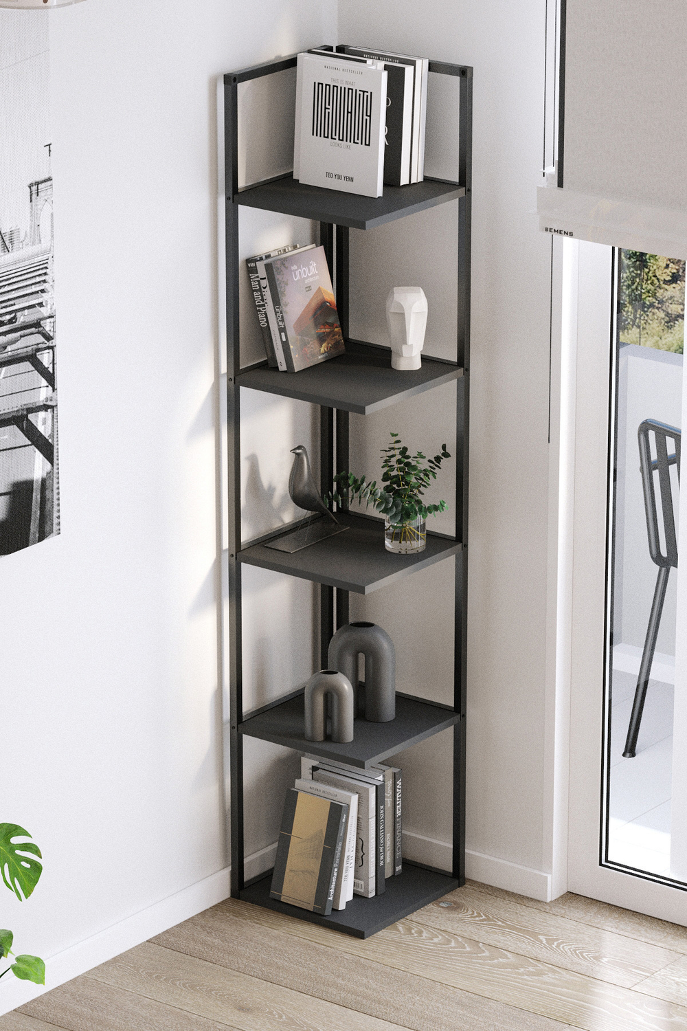 Угловой стеллаж SELANIK 180х35 - антрацит